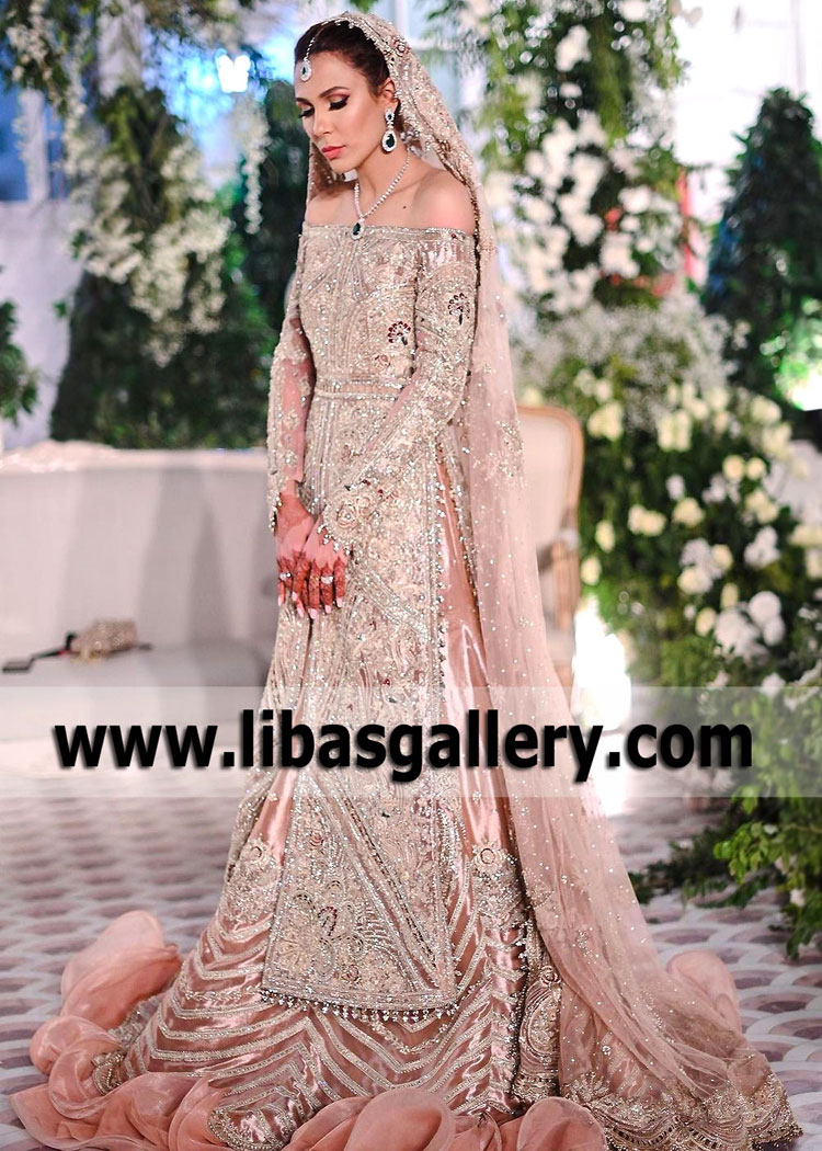 Beautiful Rose gold Bridal Dress for Nikah