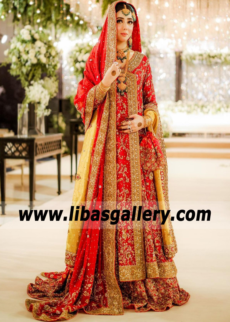 Traditional Red Bloom Bridal Angrakha Dress