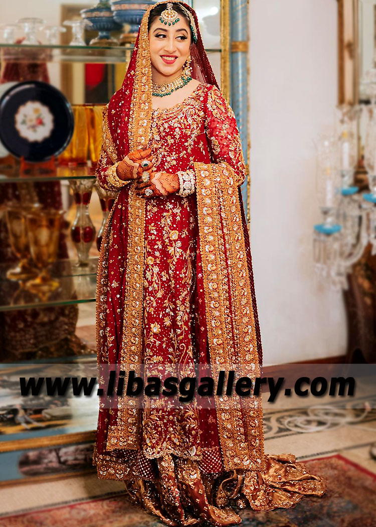 Amazing Bridal Dresses Pakistan Designer Bunto kazmi Red Bridals Lehenga Dresses