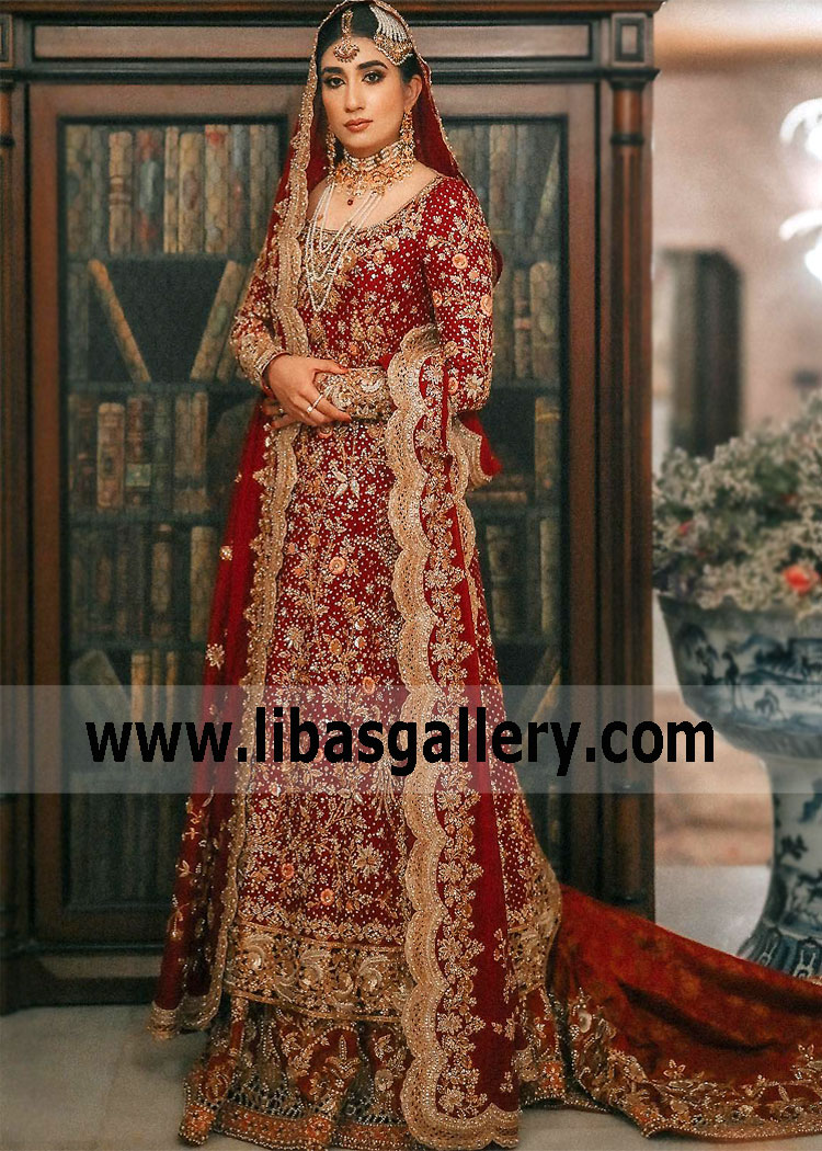 Traditional Wedding Dresses UK USA Canada Pakistani Bridal Farshi Lehenga from Pakistan