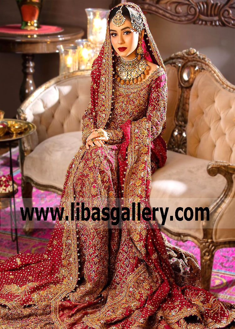 Pakistani Bridal Lehenga for Barat San Francisco California USA Farah Talib Aziz Bridal Dresses