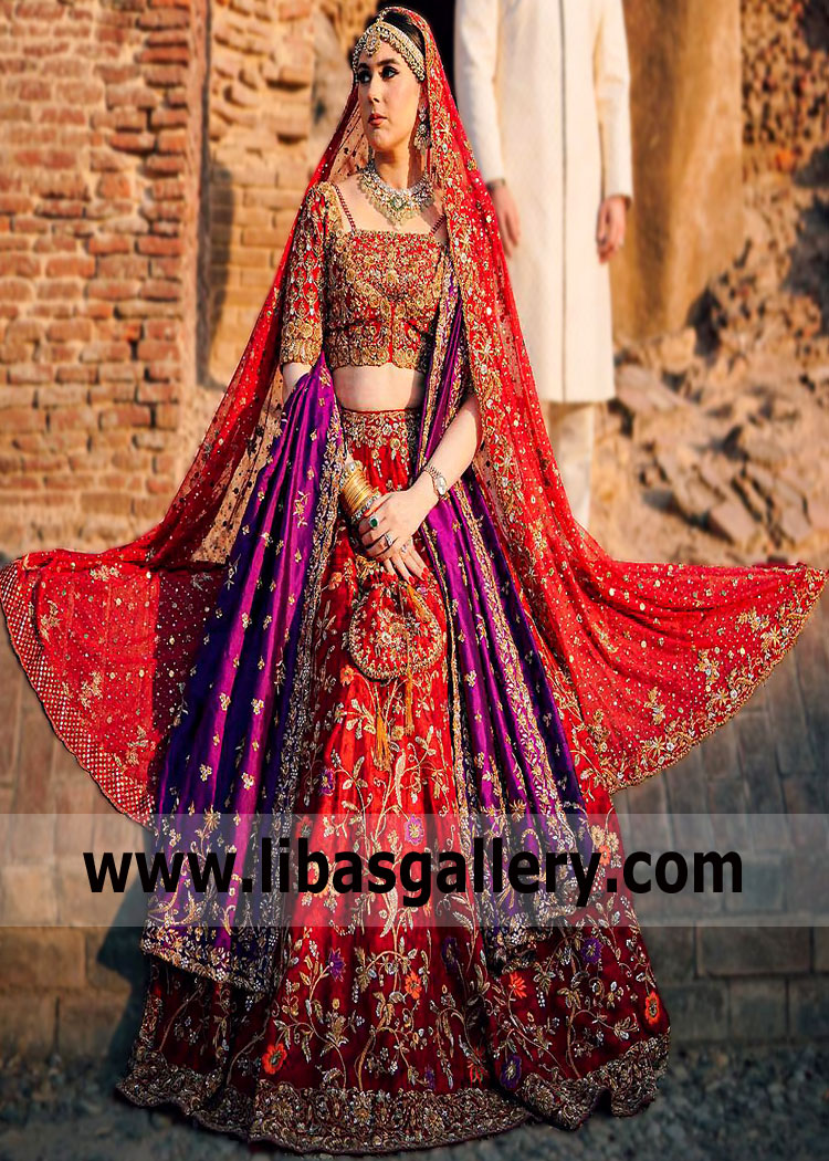 Traditional Red Pakistani Bridal Dress Bridal Lehenga Choli Style Pakistani Wedding Dress UK USA Canada
