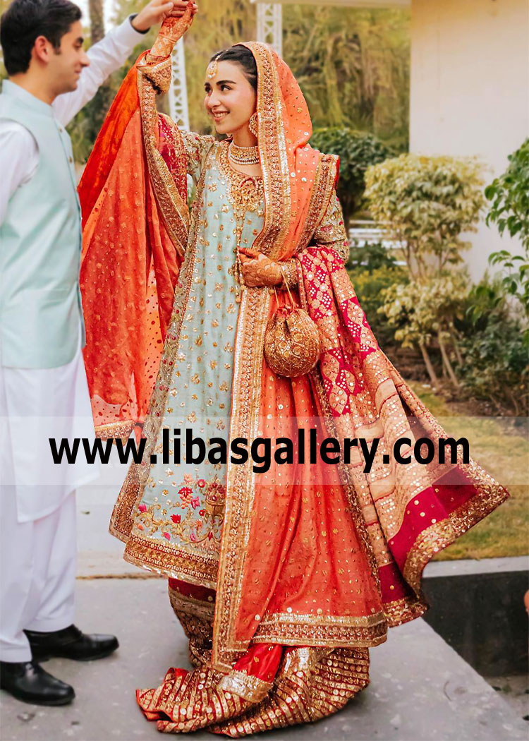 Colorant Bergenia Bridal Dress Hyderabadi Khada Dupatta