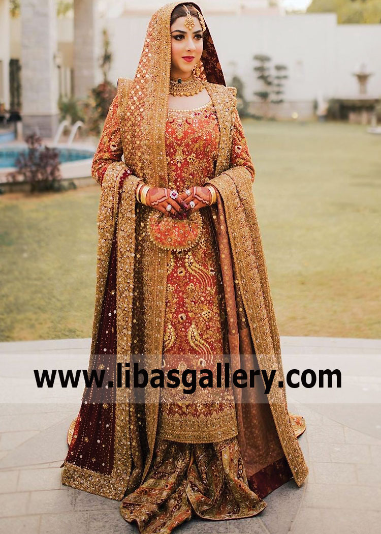 Pakistani Bridal Dresses Latest Chatta Patti Farshi Gharara Design 2023 Collection Buy Online