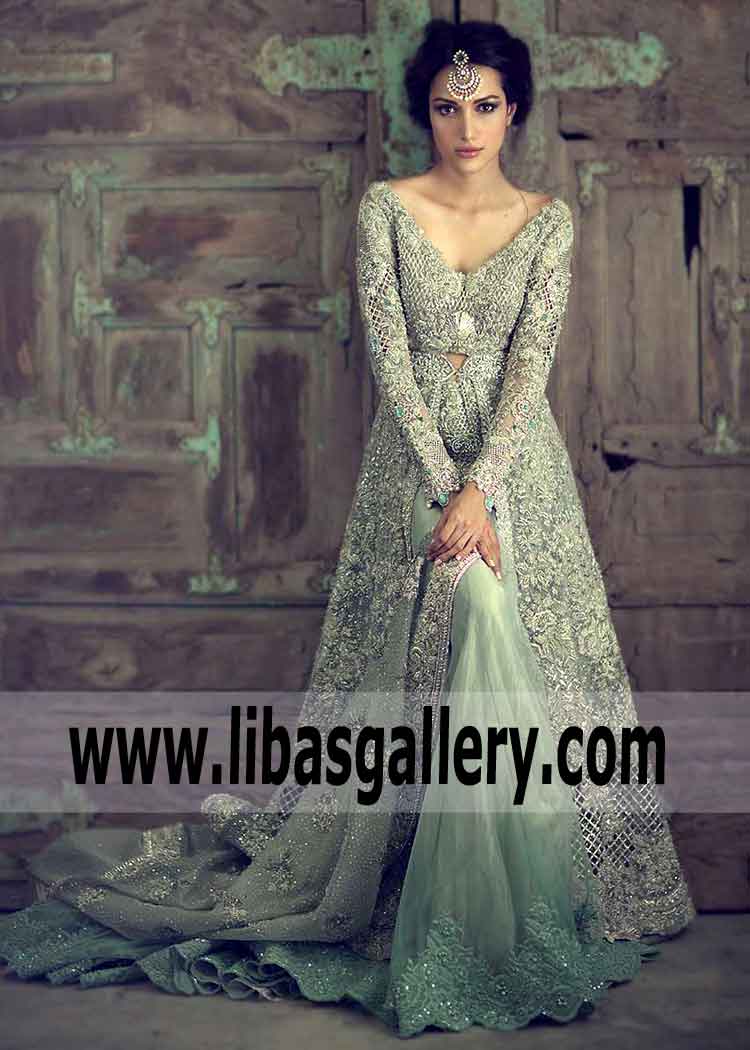 Gorgeous Bridal Dress with Exquisite Lehenga and Heavy Embellished Dupatta
