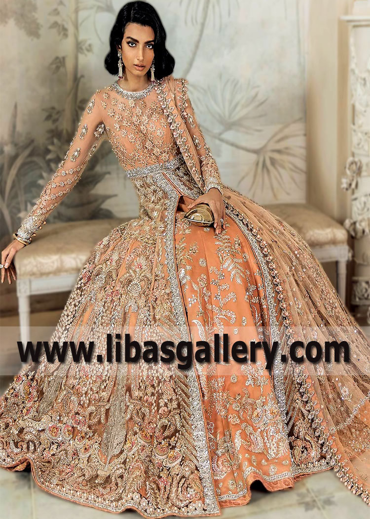 Tangerine Bridal Maxi for Reception and Valima