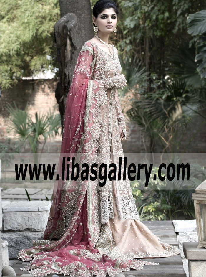 Stunning Cinereous Bridal Anarkali Dress Zeccone