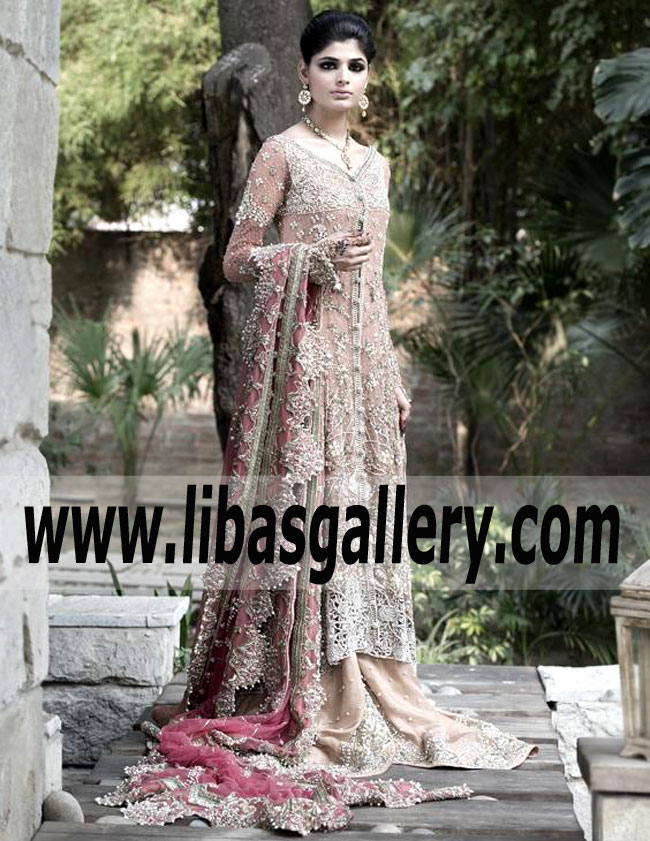Stunning Cinereous Bridal Anarkali Dress Zeccone