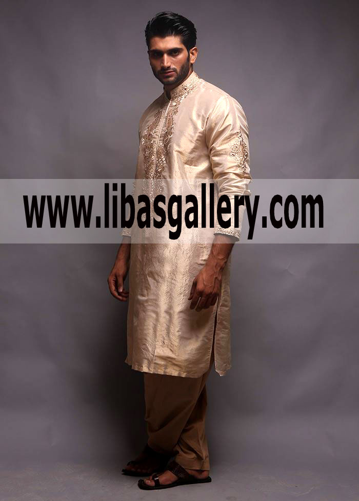 Talented Men Wearing Pakistani Embroidered Kurta