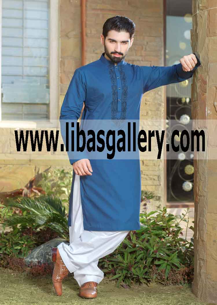 Blue Embroidered kurta Orchid