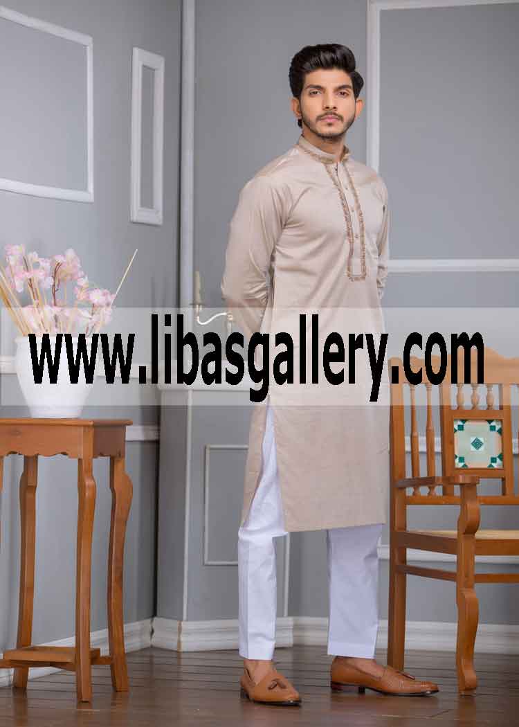 Smart men buy kurta shalwar embroidered for occasion party family gathering Vancouver Toronto Canada