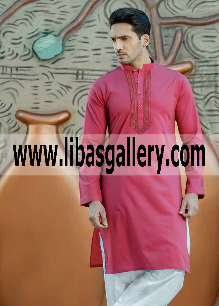 Nice kurta mean Pakistani Embroidered custom made kurta for men pink kurta Bristol Edinburgh UK