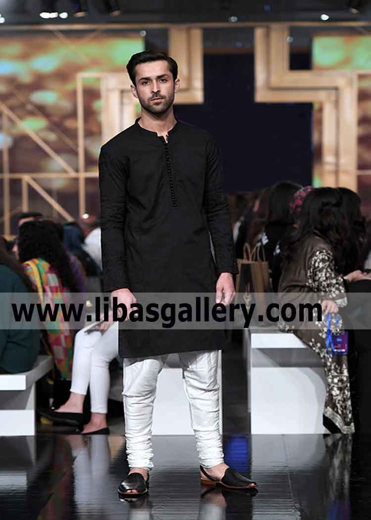 Black Embroidered Kurta for party theme