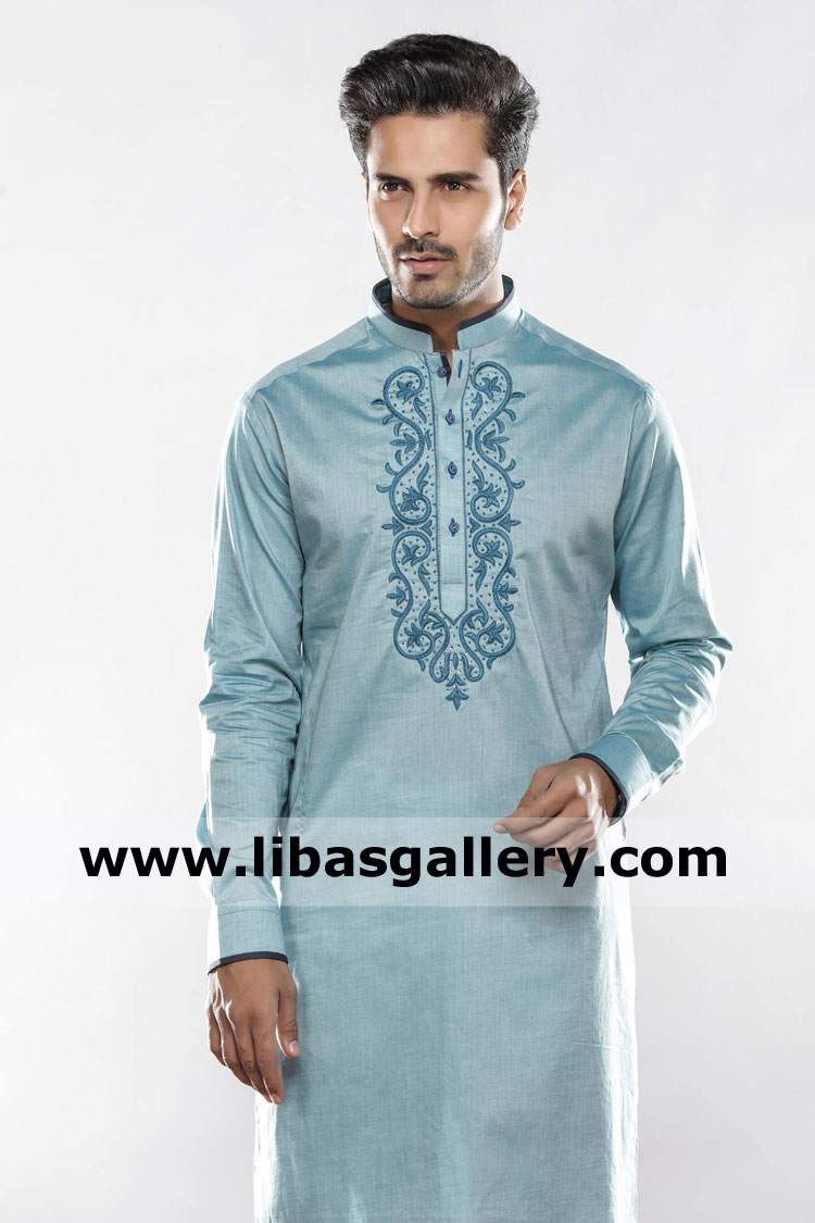 sky blue elegant kurta pajama apparel for gents