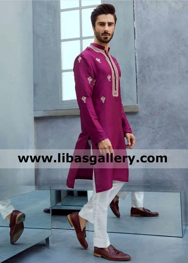 Latest Embroidered Gents kurta for Mehndi and Event