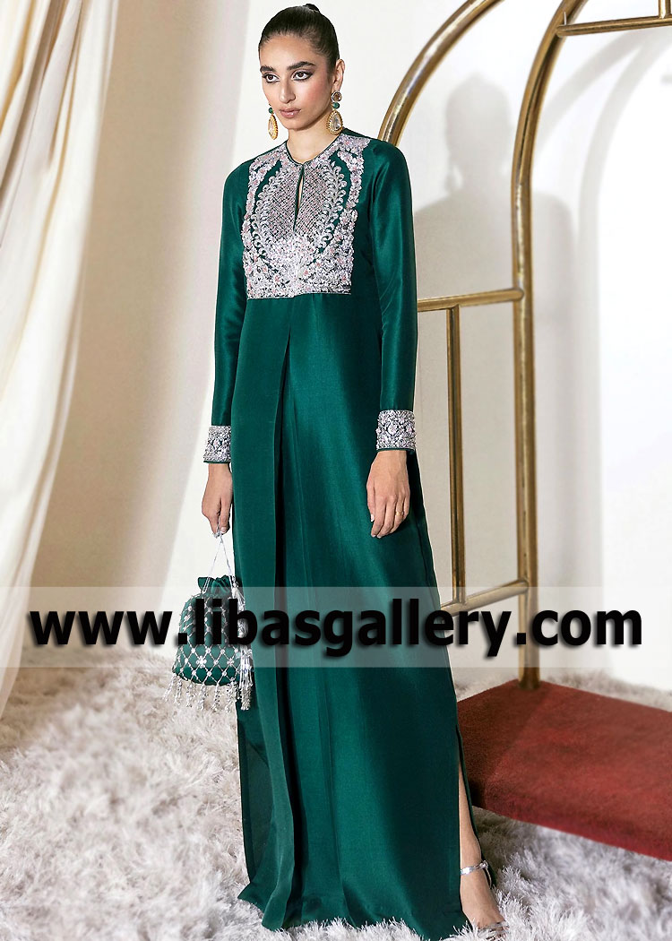 Elegant Emerald Green Lily Evening Dress for Eid