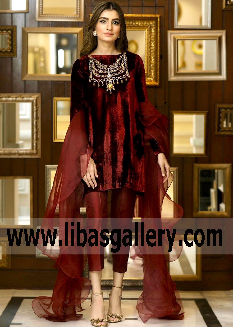 Indian Pakistani Designer Velvet Dresses Laguna Hills California CA USA Winter 2020 Collection