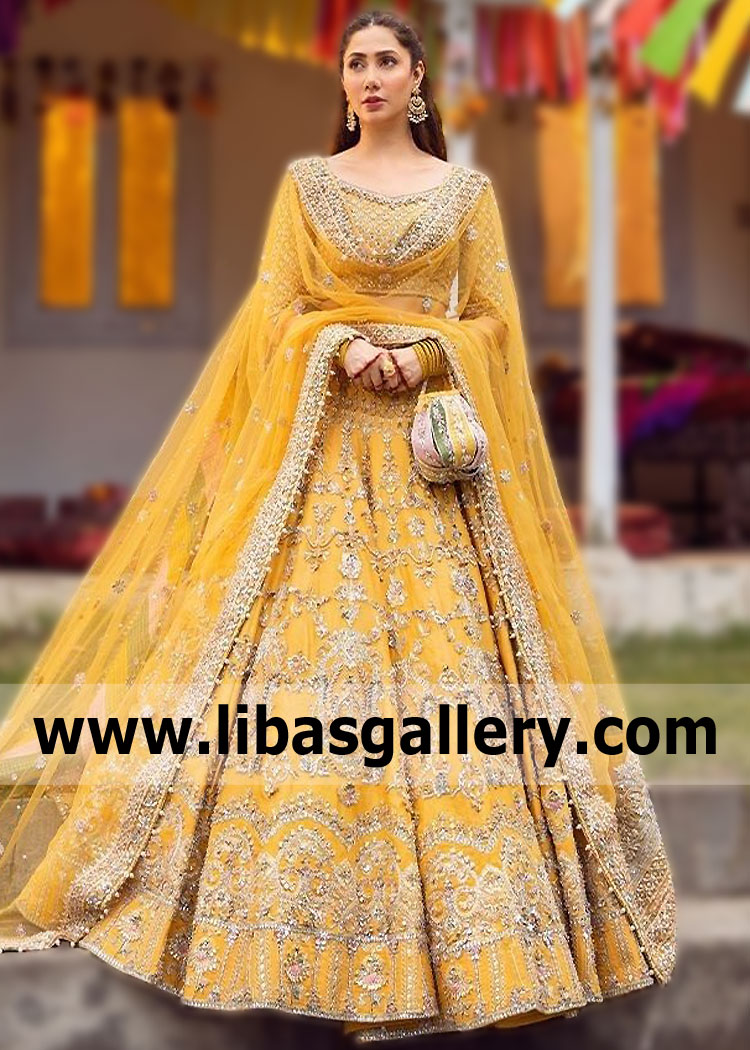 High Waist Bridal Lehenga UK USA Canada Australia Faiza Saqlain Khurshid Bridal Dresses Collection