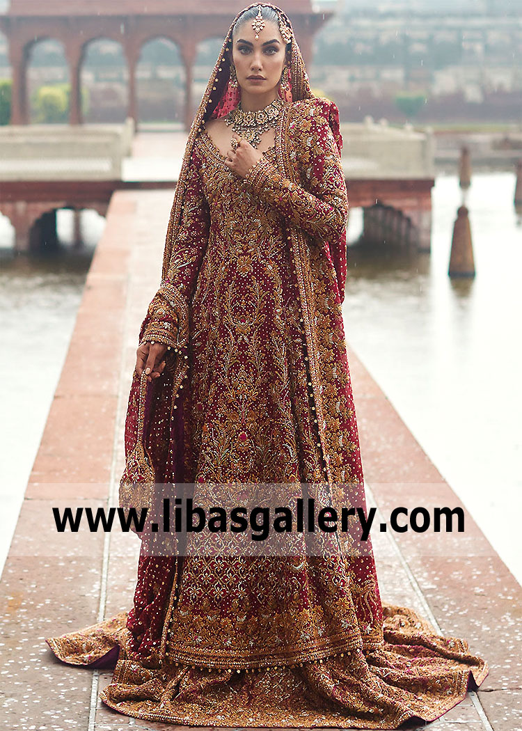 Farah talib Aziz Wedding Gharara Buffalo New York USA Pakistani Wedding Dresses Gharara with price