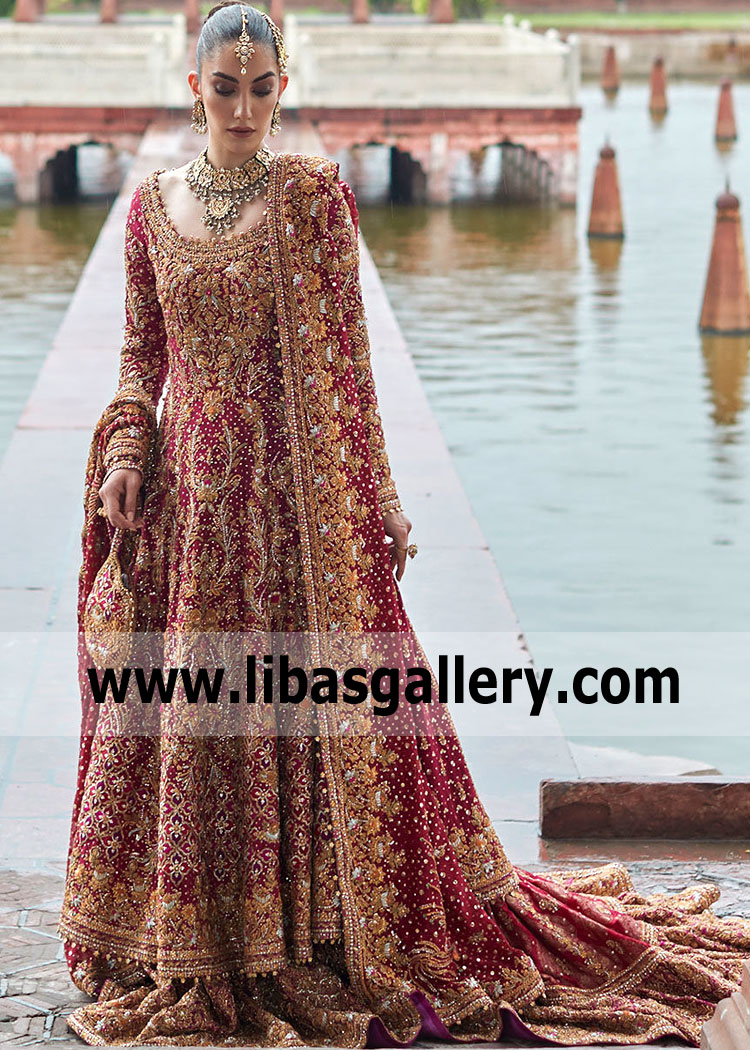 Maroon Rosa Wedding Gharara Dress