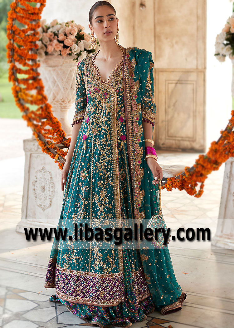 Designer Wedding Angrakha Gown Brooklyn New York USA Farah Talib Aziz Wedding Dresses Pakistan