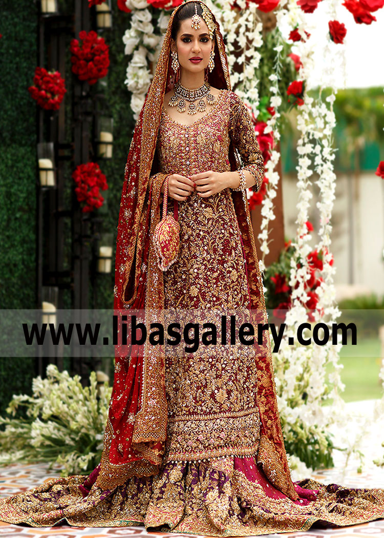 Red Bridal Gharara Farah talib Aziz Red Bridal Gharara Collection Pakistan Designer Gharara