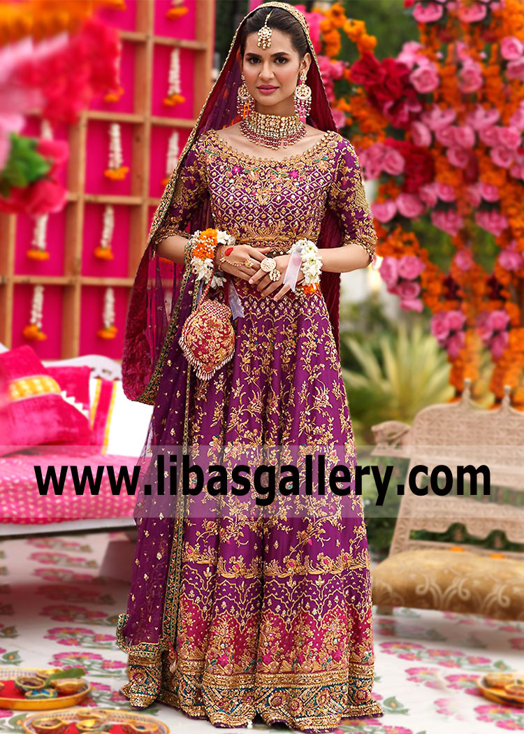 Purple Iris Designer Bridal Lehenga