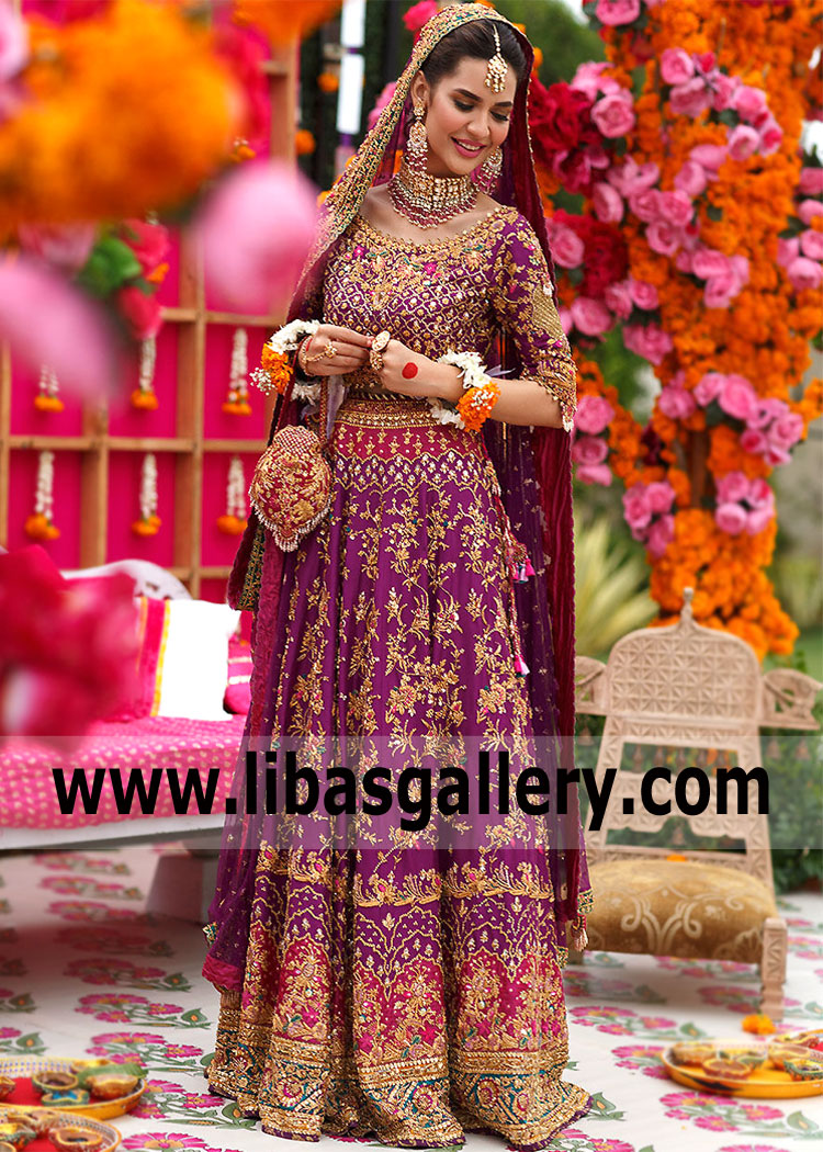 Purple Iris Designer Bridal Lehenga