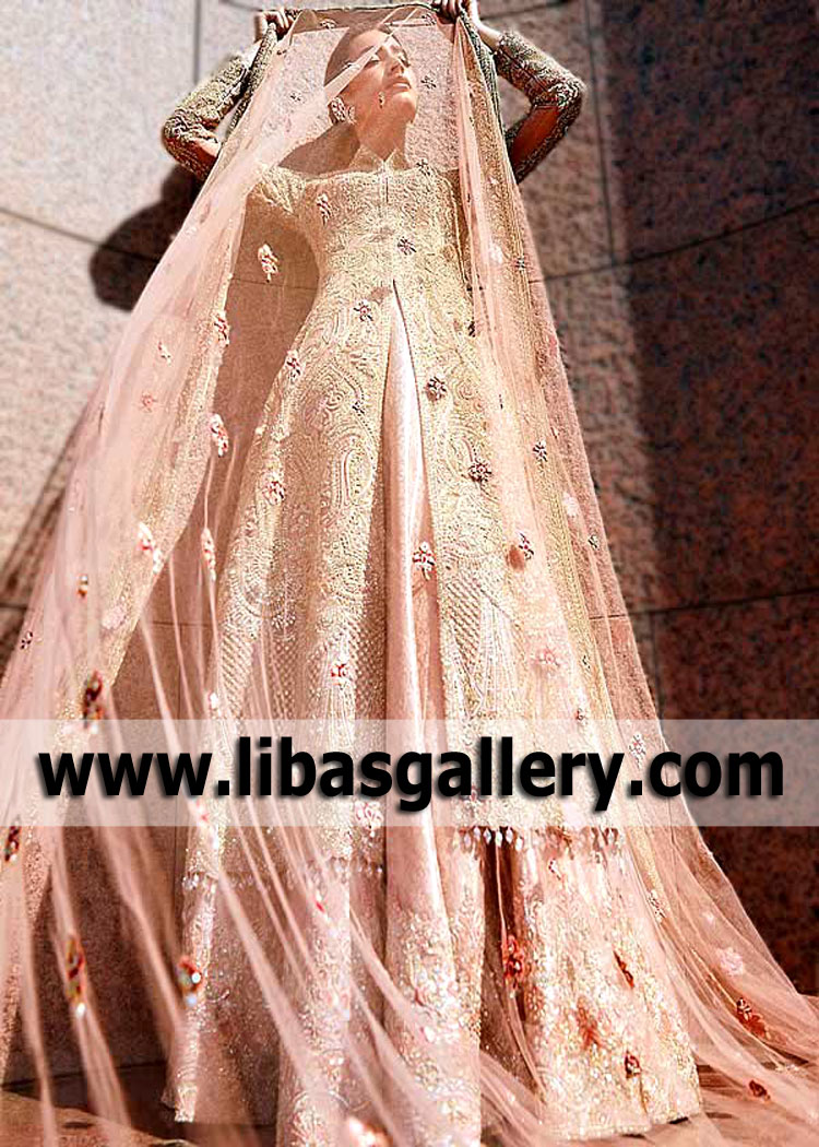 Rose Gold Moroccan Deco Wedding Lehenga Dress