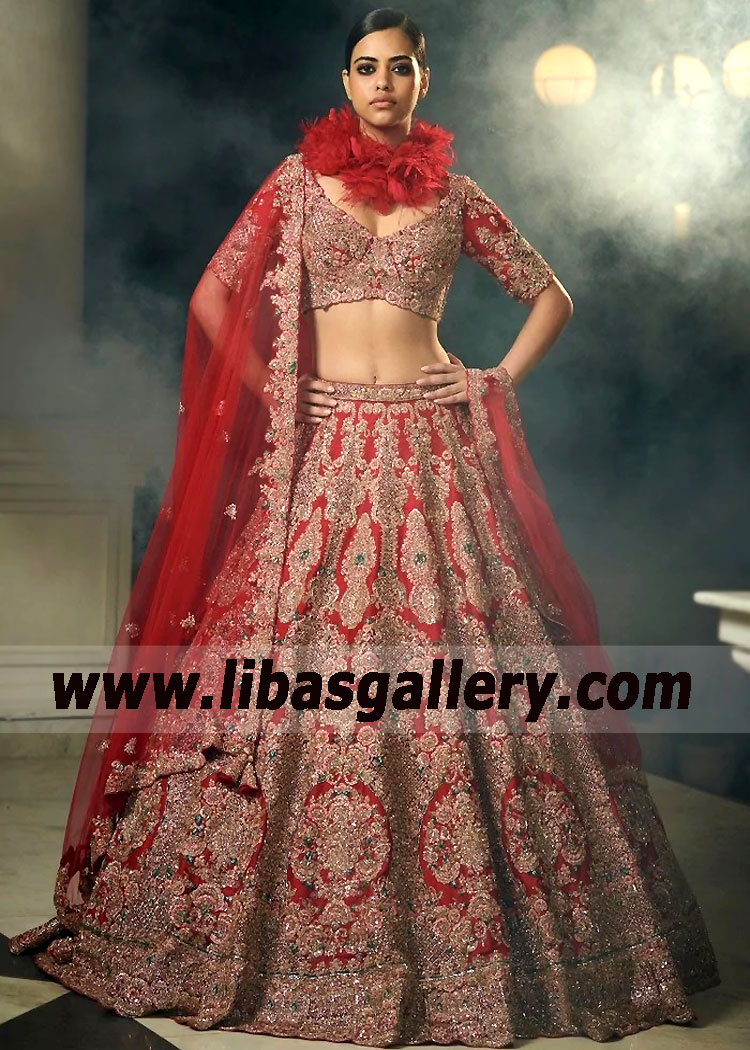 Traditional Red Wedding Dresses Sydney Australia Indian Bridal Lehenga Choli from India