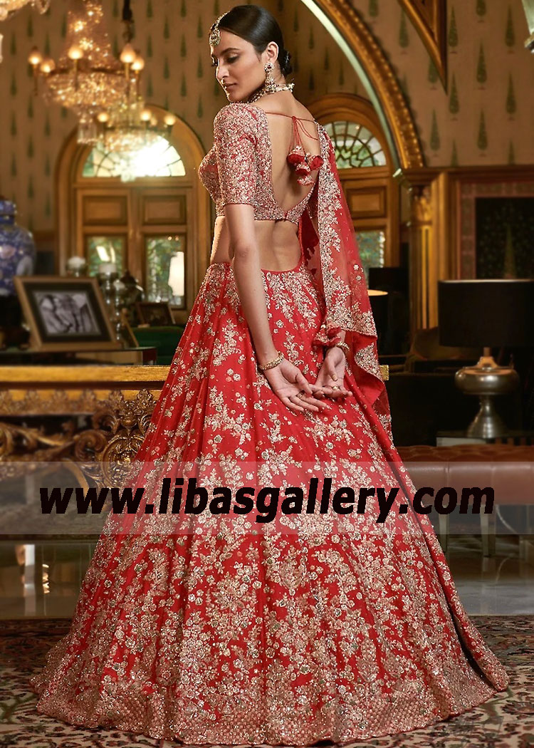 Deep Red Lantana Indian Bridal Dress