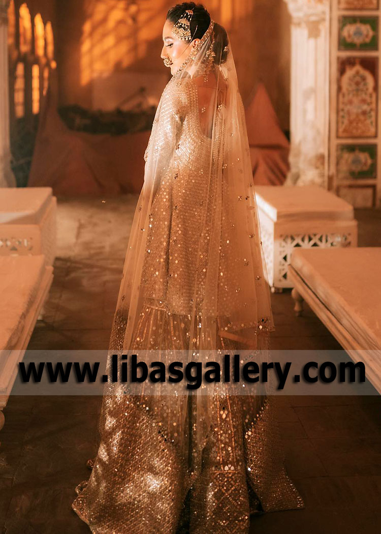 Golden Embellished Peplum Bridal Lehenga