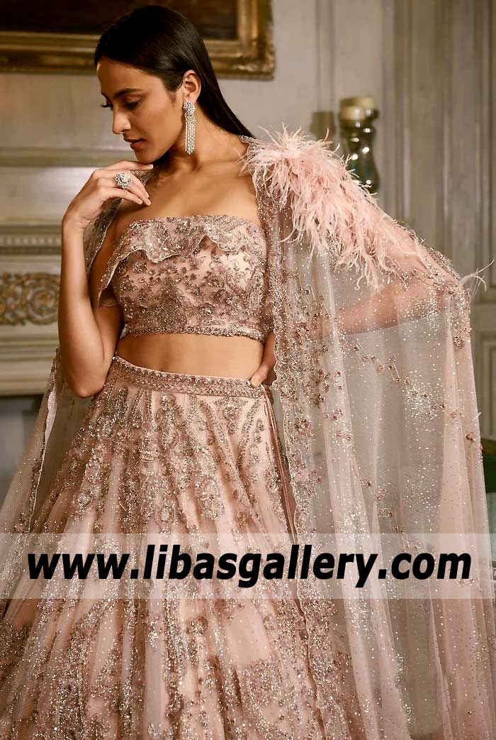 Misty Rose Lily Punjabi Bridal Lehenga