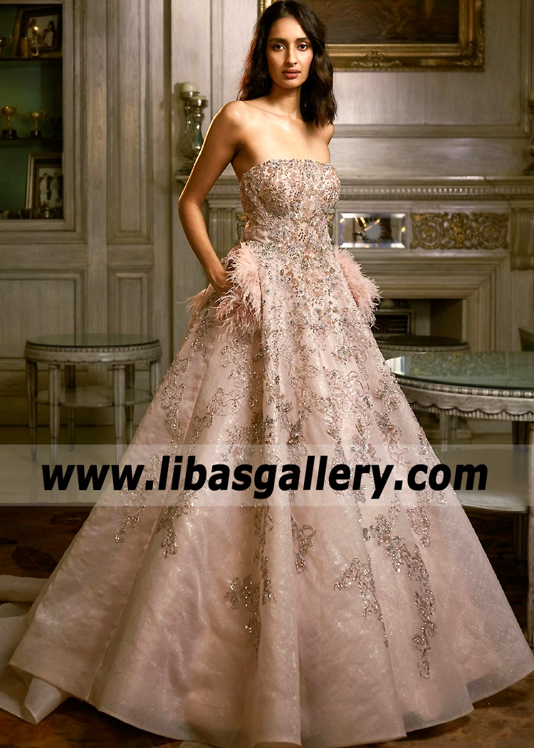 Powder Pink Arum Indian Bridal Gown Dress