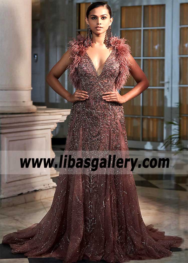Indian Special Occasion Dresses Los Angeles California USA Dolly J Studio Embellished Bridal Gown
