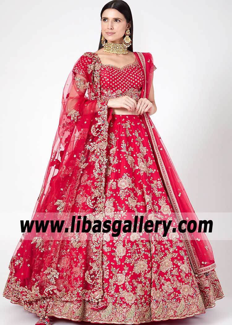 Red Bridal Dresses Indian Lehenga Choli, Ghagra, Chaniya Choli UK, USA, Canada