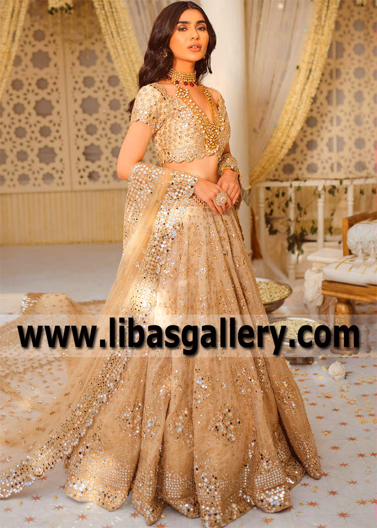 Gold Sparkly Mirror Embellished Lehenga