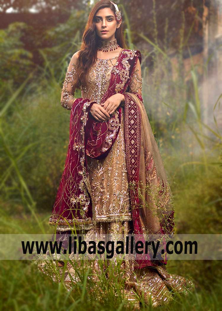 Pakistani Designer Sharara Dresses Santa Clara California CA USA Latest Bridal Sharara