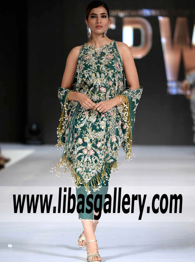 Supremely Stylish Jungle Green Gladiolus Party Dress