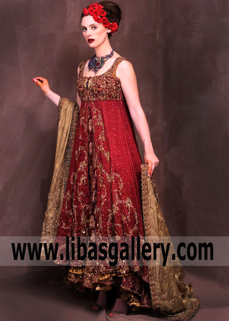 Alluring Wedding Anarkali Gown Dress for Bride USA Bolingbrook Illinois Nilofer Shahid Bridal Anarkali