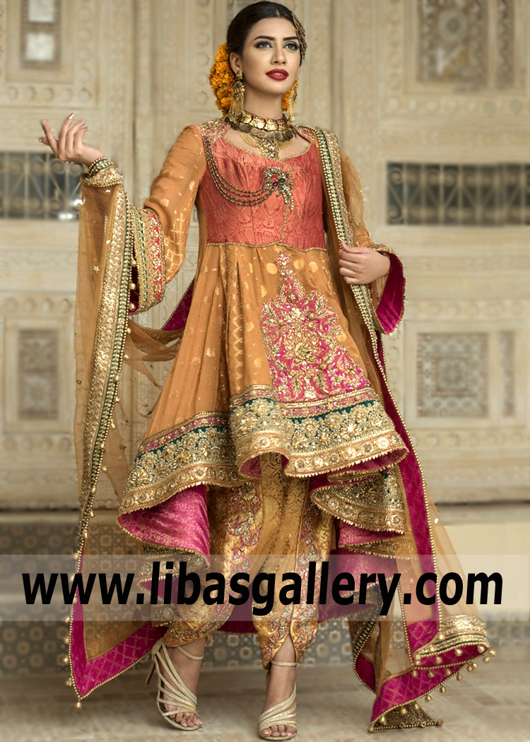 Pakistani Wedding Dresses Designer Nilofer shahid Bridal Dress Anarkali Lehenga Gharara Sharara UK, USA, Canada