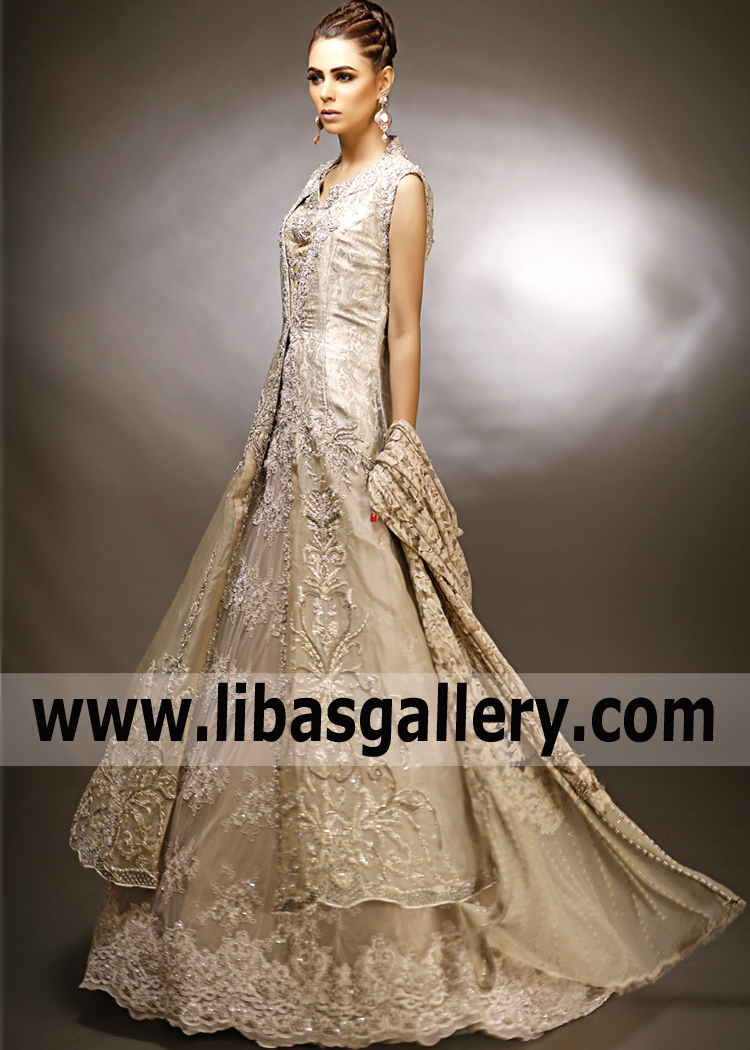 Nilofer Shahid Wedding Dresses USA Bridgeview Illinois Bridal Anarkali Suits Pakistan