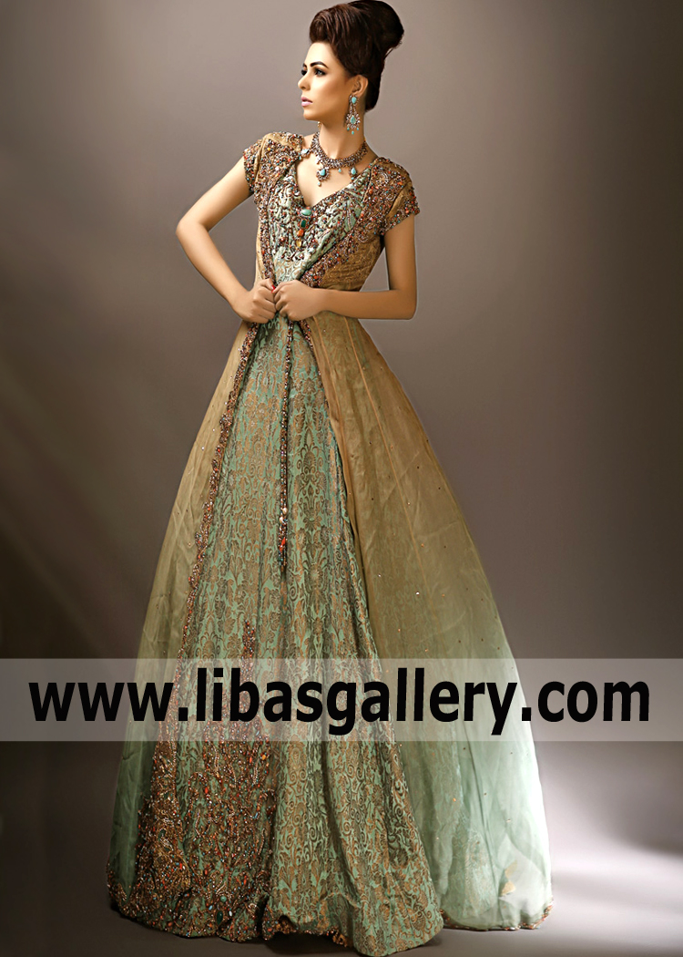 Pakistani Designer Nilofer shahid Bridal Gown USA Chicago Illinois Bridal Gown Pakistan