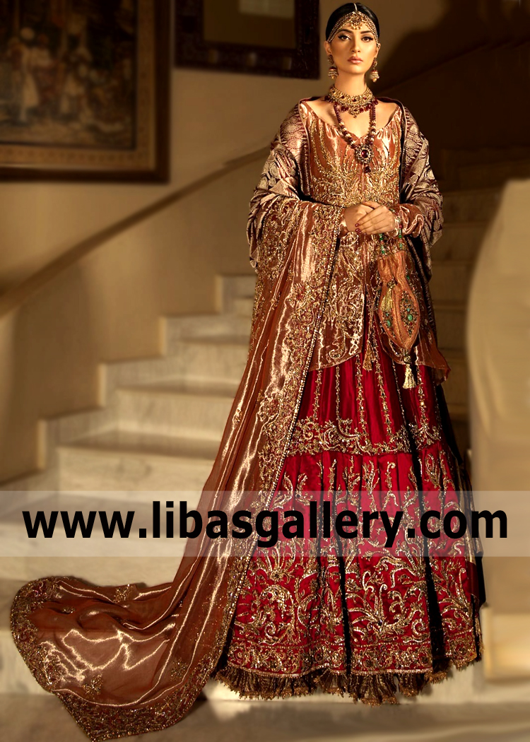 Traditional Bridal Gharara Surrey London UK Nilofer Shahid Bridal Gharara Dresses Outlet Boutique