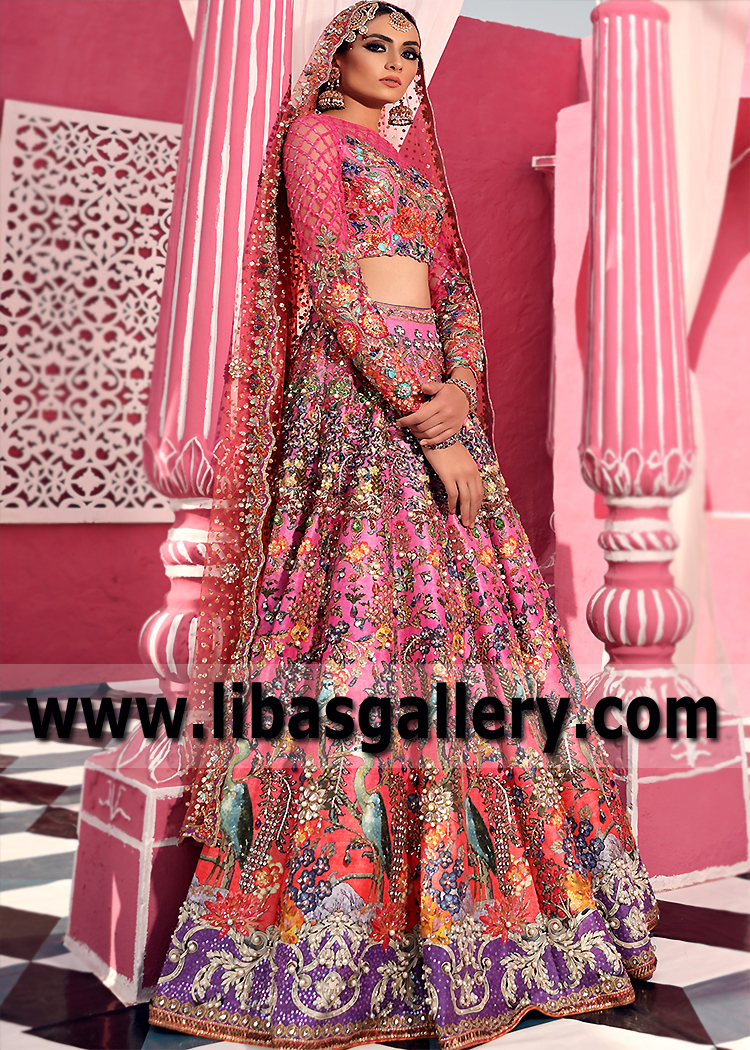 Persian Pink Iris Bridal Lehenga for Gorgeous Brides