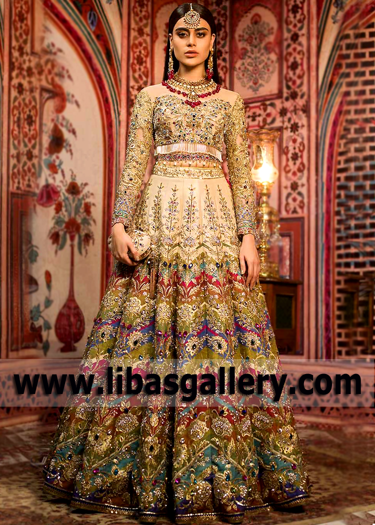 Nomi Ansari Bridal Lehenga Richardson Texas USA Best Walima Bridal Dresses Pakistan Trendy Lehenga