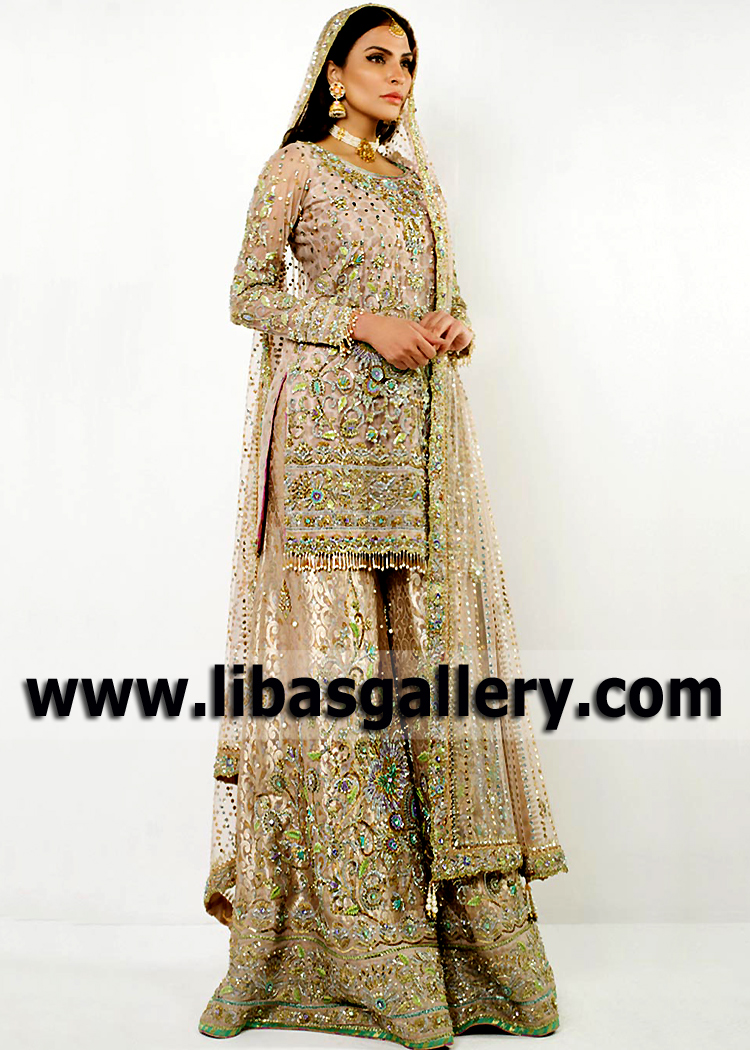 Best Walima Bridal Dresses San Diego California USA Buy Pakistani Designer Sharara for Walima