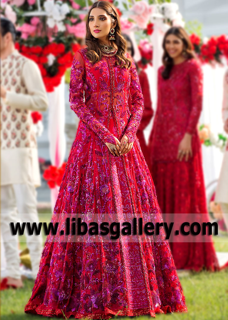 Indian Wedding Anarkali Lehenga Online Missouri City Texas USA Designer Nomi Ansari Wedding Lehenga