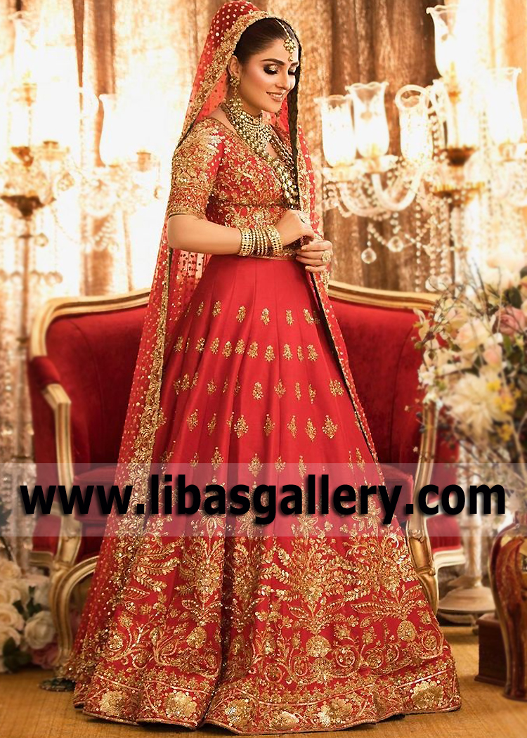 Red Fleur Wedding Lehenga Design