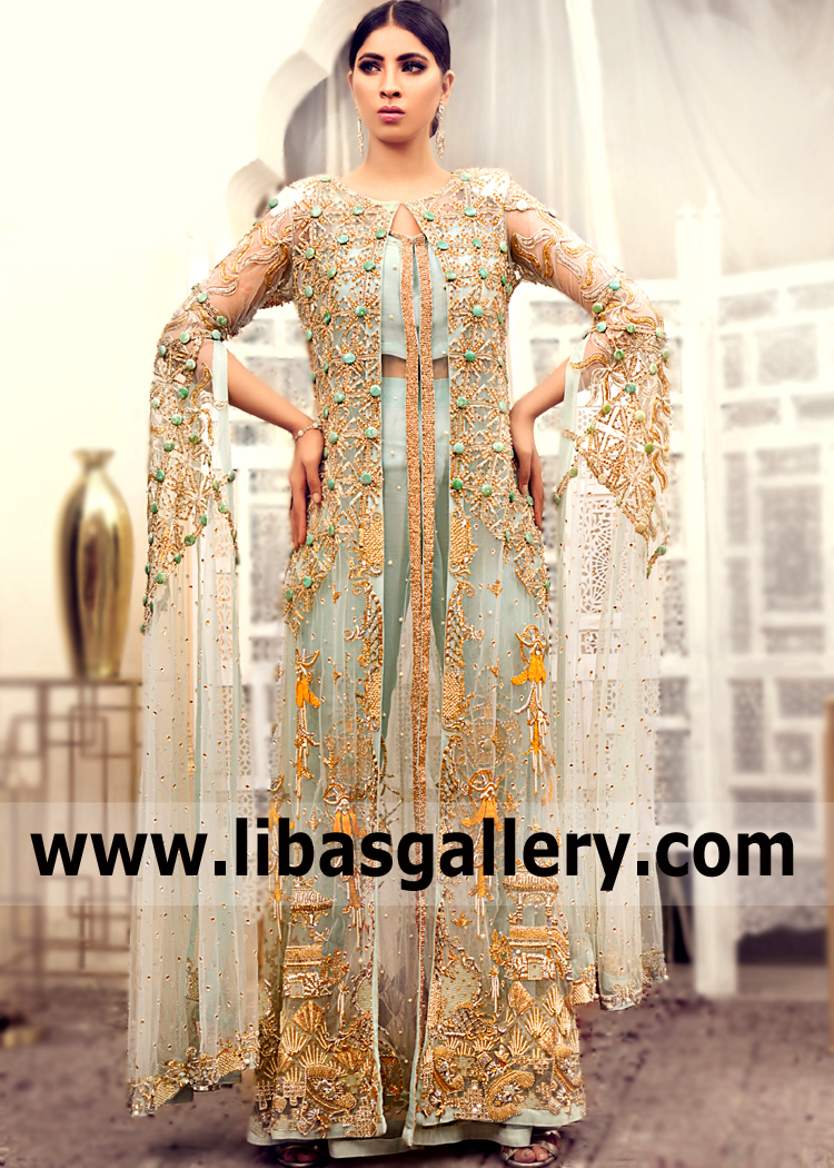Cambridge Blue Chabrier Angel Sleeved Gown